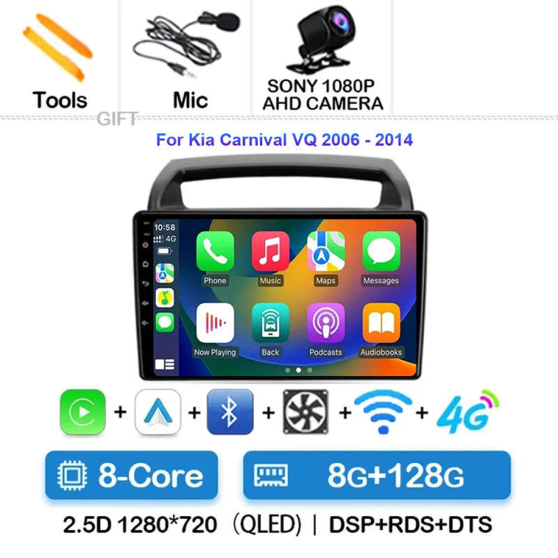 Android 14 Carplay Car Radio For KIA Carnival VQ 2006 - 2014 Navigation Multimedia Player Stereo ...