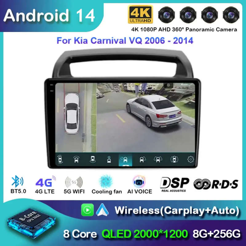 Android 14 Carplay Car Radio For KIA Carnival VQ 2006 - 2014 Navigation Multimedia Player Stereo ...