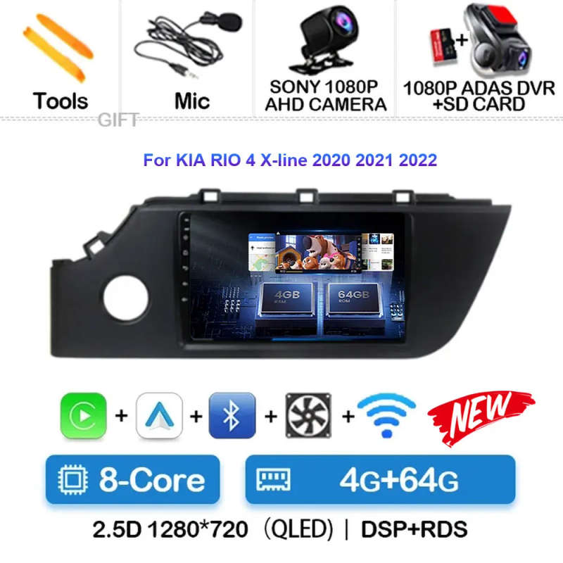 Android 14 Carplay Car Radio For KIA RIO 4 X-line 2020 2021 2022 Navigation GPS Multimedia Player...