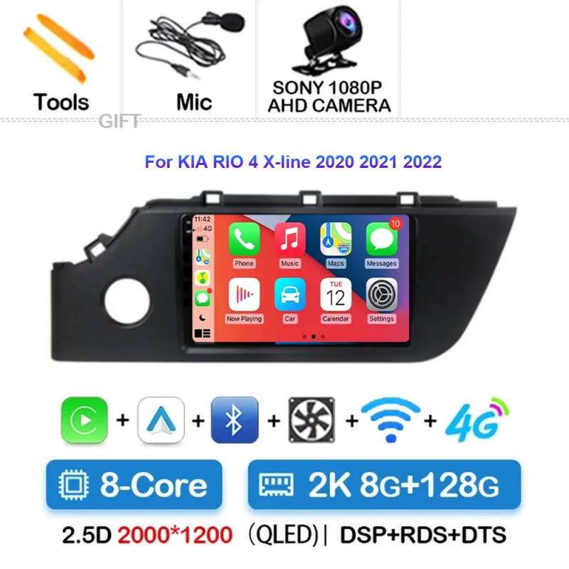 Android 14 Carplay Car Radio For KIA RIO 4 X-line 2020 2021 2022 Navigation GPS Multimedia Player...