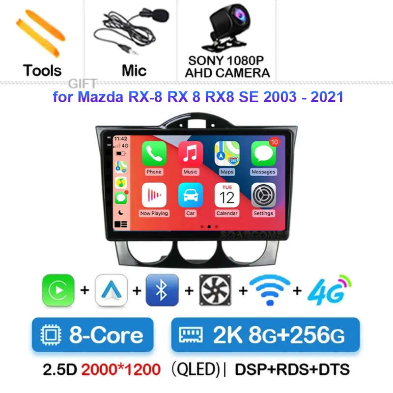 Android 14 Carplay Car Radio For MAZDA RX8 RX-8 2004 2005 2006 2007 2008 Navigation GPS Multimedi...