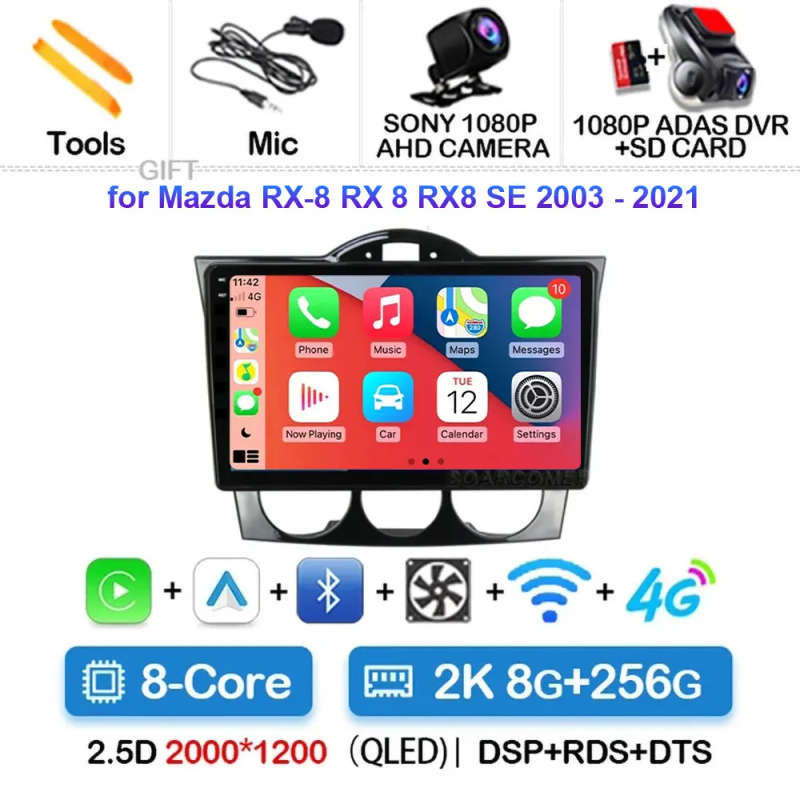 Android 14 Carplay Car Radio For MAZDA RX8 RX-8 2004 2005 2006 2007 2008 Navigation GPS Multimedi...
