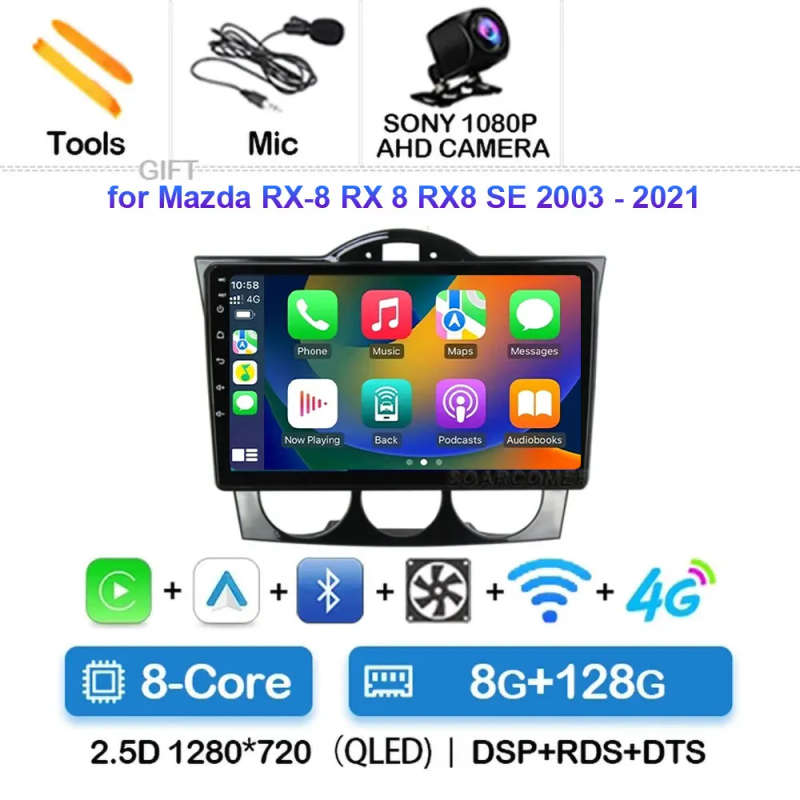 Android 14 Carplay Car Radio For MAZDA RX8 RX-8 2004 2005 2006 2007 2008 Navigation GPS Multimedi...