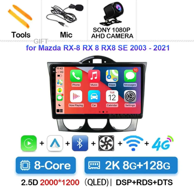 Android 14 Carplay Car Radio For MAZDA RX8 RX-8 2004 2005 2006 2007 2008 Navigation GPS Multimedi...