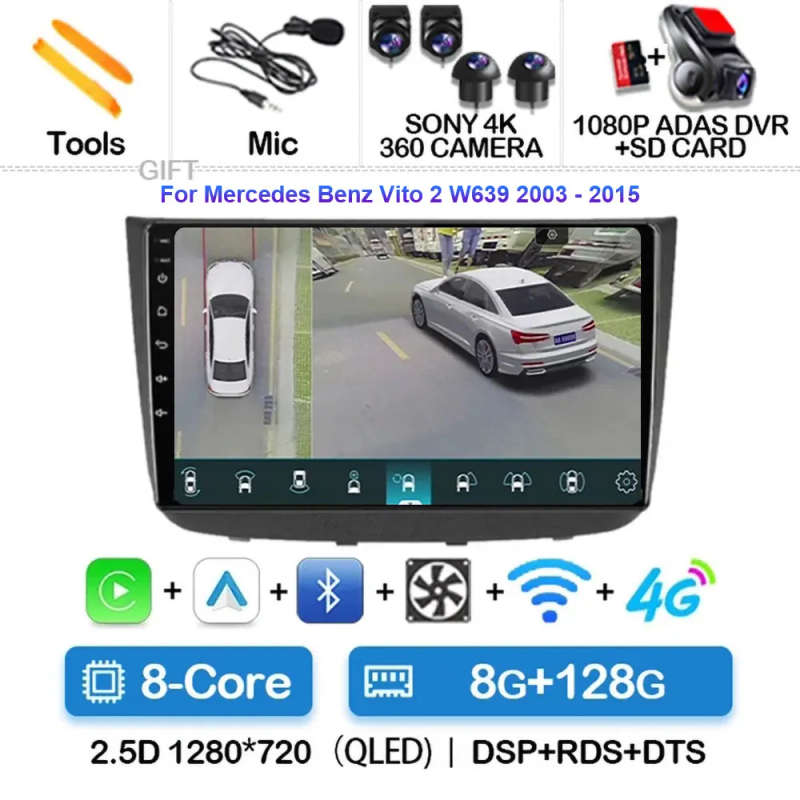 Android 14 Carplay Car Radio For Mercedes-Benz Vito 2 W639 2003 - 2015 Navigation GPS Multimedia ...