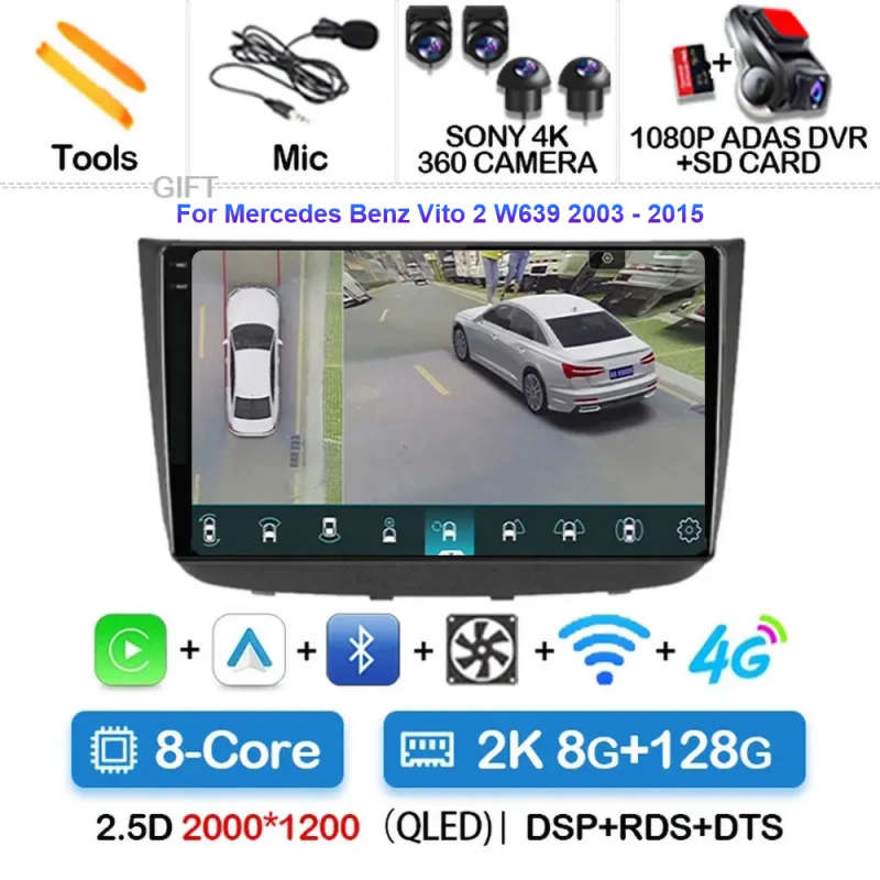 Android 14 Carplay Car Radio For Mercedes-Benz Vito 2 W639 2003 - 2015 Navigation GPS Multimedia ...