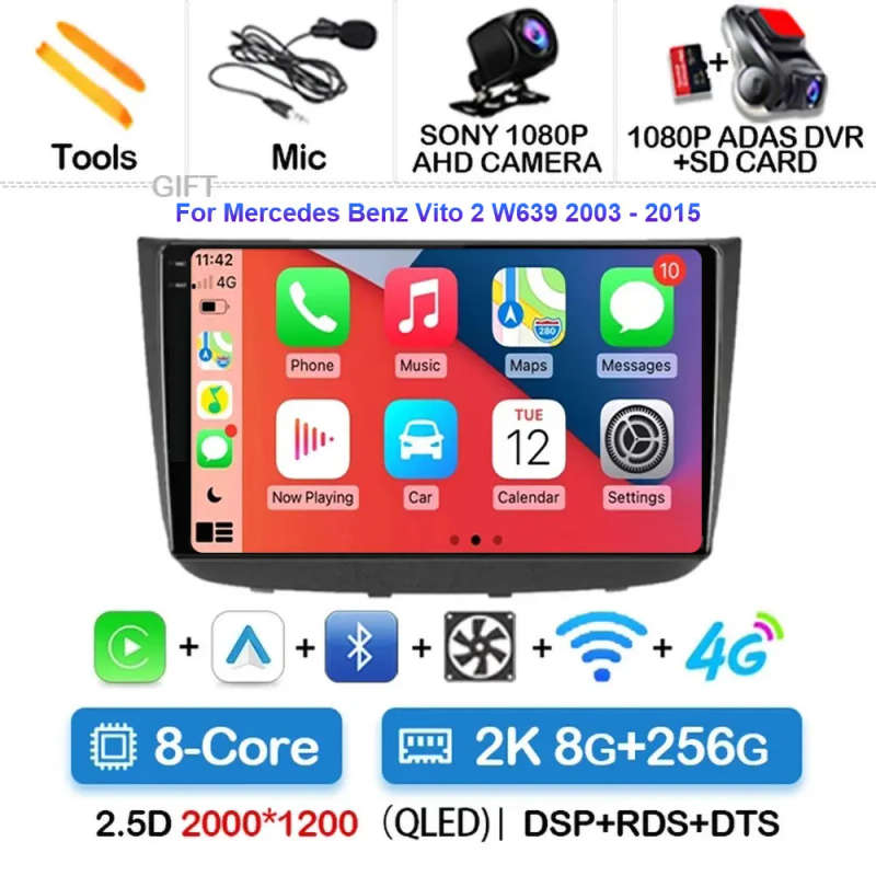 Android 14 Carplay Car Radio For Mercedes-Benz Vito 2 W639 2003 - 2015 Navigation GPS Multimedia ...