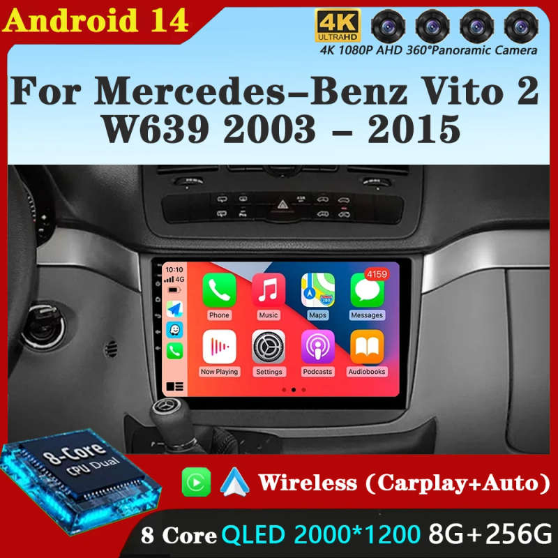 Android 14 Carplay Car Radio For Mercedes-Benz Vito 2 W639 2003 - 2015 Navigation GPS Multimedia ...