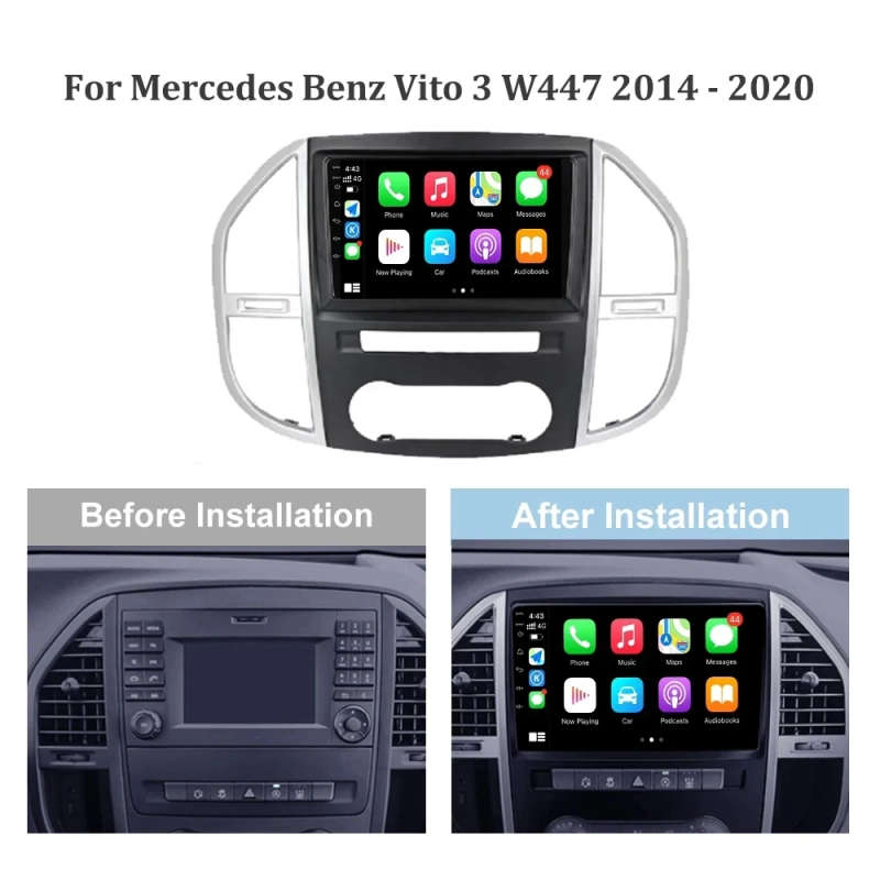 Android 14 Carplay Car Radio For Mercedes Benz Vito 3 W447 2014 2015 - 2020 Navigation GPS Multim...