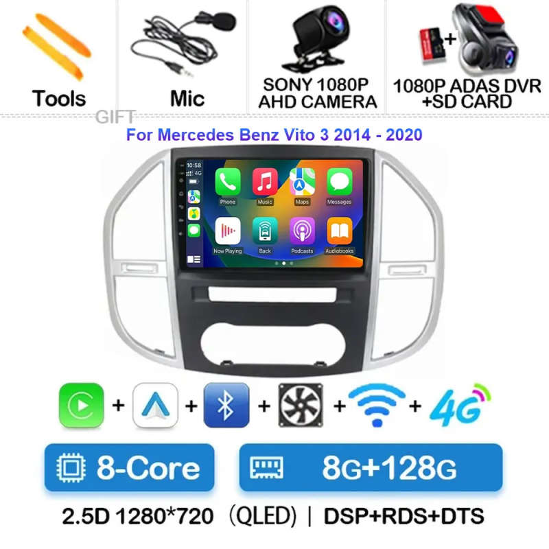Android 14 Carplay Car Radio For Mercedes Benz Vito 3 W447 2014 2015 - 2020 Navigation GPS Multim...
