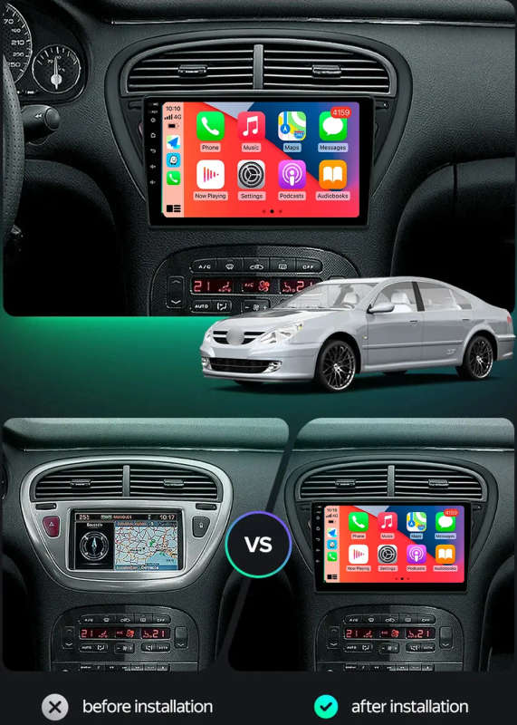Android 14 Carplay Car Radio For Peugeot 607 2004 2005 - 2010 Navigation GPS Multimedia Player st...