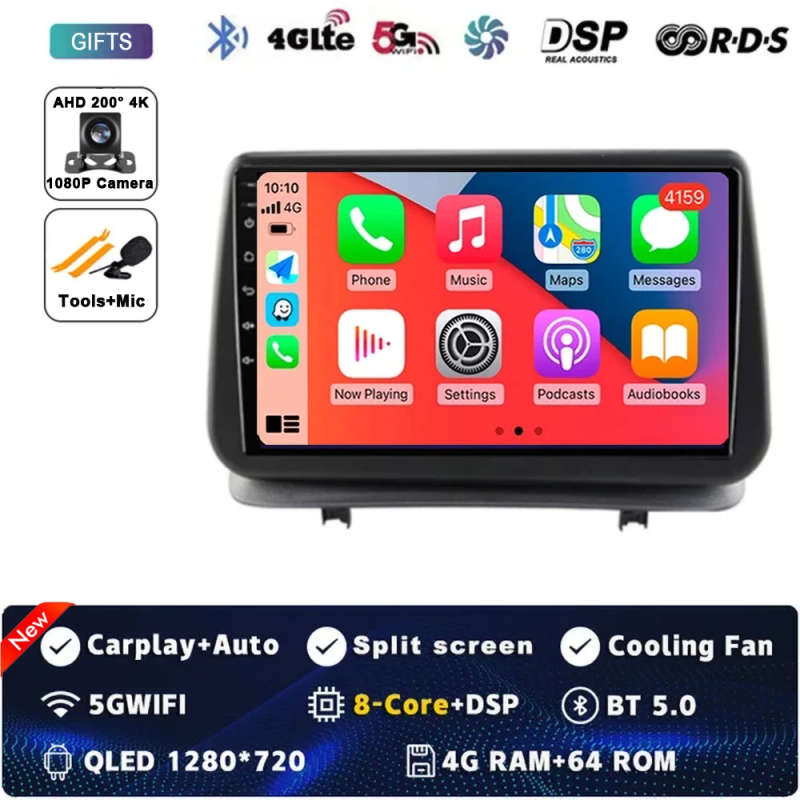 Android 14 Carplay Car Radio For Renault Clio 3 CLIO 3 2005 2006 2007 - 2014 Navigation GPS Multi...