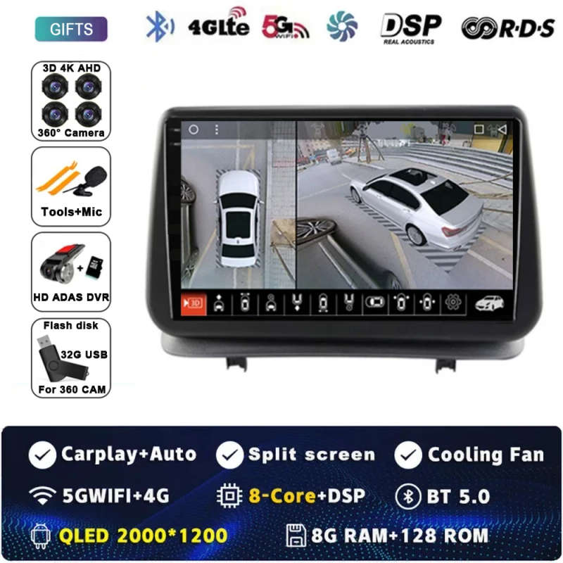 Android 14 Carplay Car Radio For Renault Clio 3 CLIO 3 2005 2006 2007 - 2014 Navigation GPS Multi...