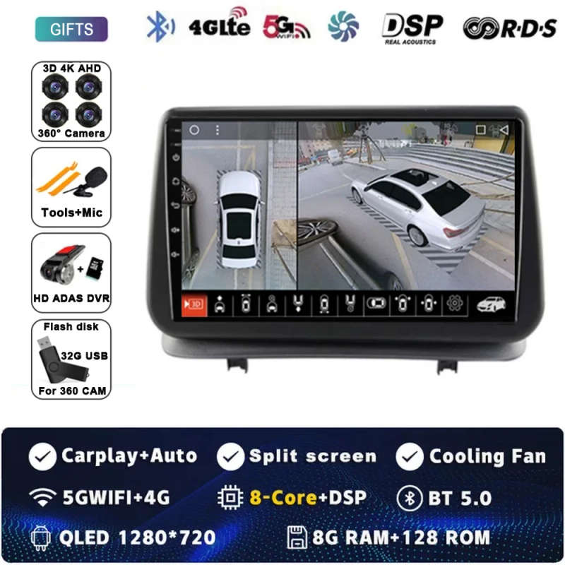 Android 14 Carplay Car Radio For Renault Clio 3 CLIO 3 2005 2006 2007 - 2014 Navigation GPS Multi...