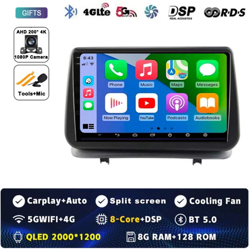 Android 14 Carplay Car Radio For Renault Clio 3 CLIO 3 2005 2006 2007 - 2014 Navigation GPS Multi...