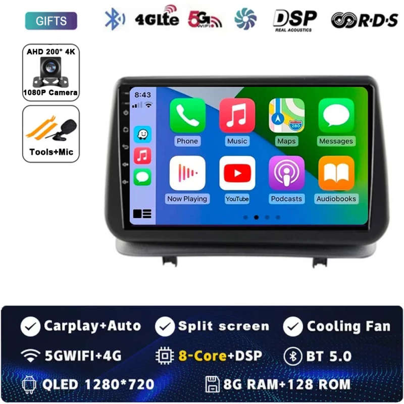Android 14 Carplay Car Radio For Renault Clio 3 CLIO 3 2005 2006 2007 - 2014 Navigation GPS Multi...
