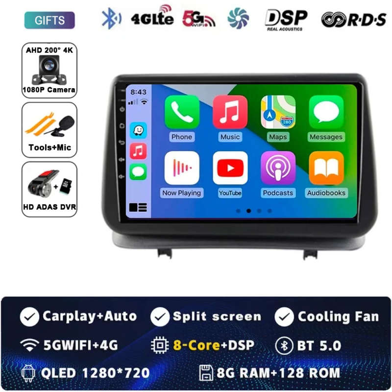 Android 14 Carplay Car Radio For Renault Clio 3 CLIO 3 2005 2006 2007 - 2014 Navigation GPS Multi...