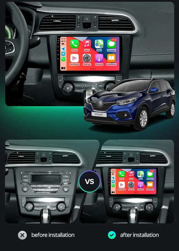 Android 14 Carplay Car Radio For Renault Kadjar 2015 - 2019 Navigation Multimedia Player Stereo W...