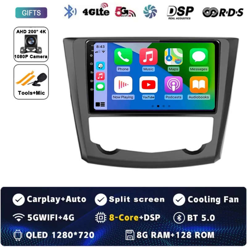 Android 14 Carplay Car Radio For Renault Kadjar 2015 - 2019 Navigation Multimedia Player Stereo W...