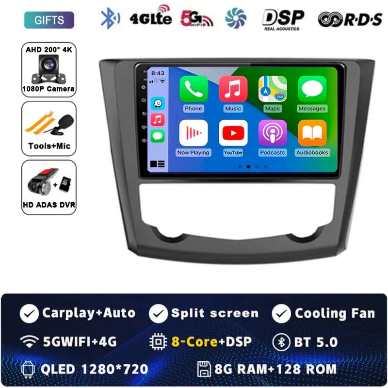 Android 14 Carplay Car Radio For Renault Kadjar 2015 - 2019 Navigation Multimedia Player Stereo W...