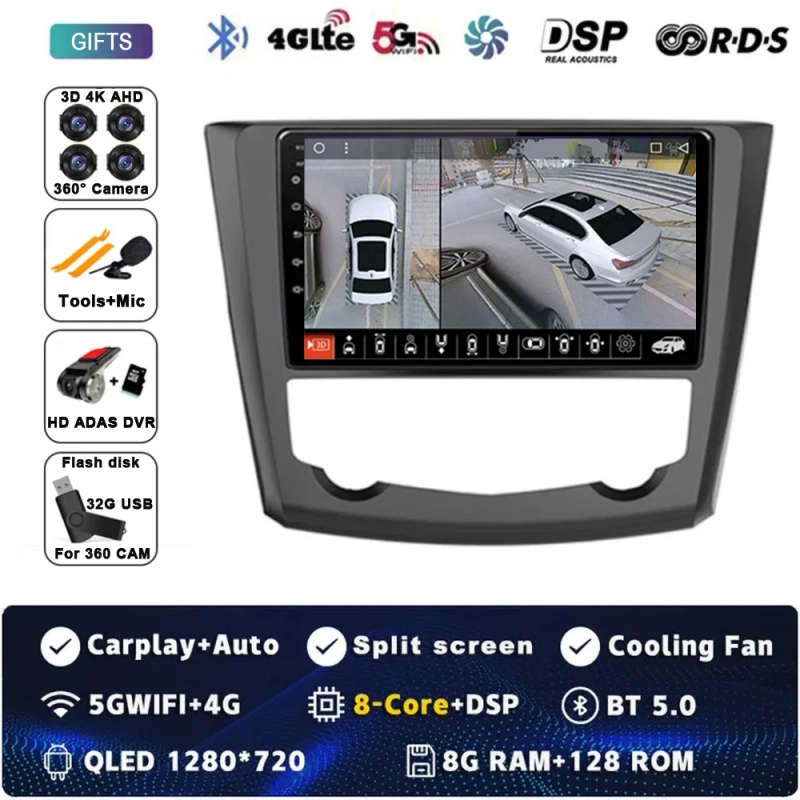 Android 14 Carplay Car Radio For Renault Kadjar 2015 - 2019 Navigation Multimedia Player Stereo W...