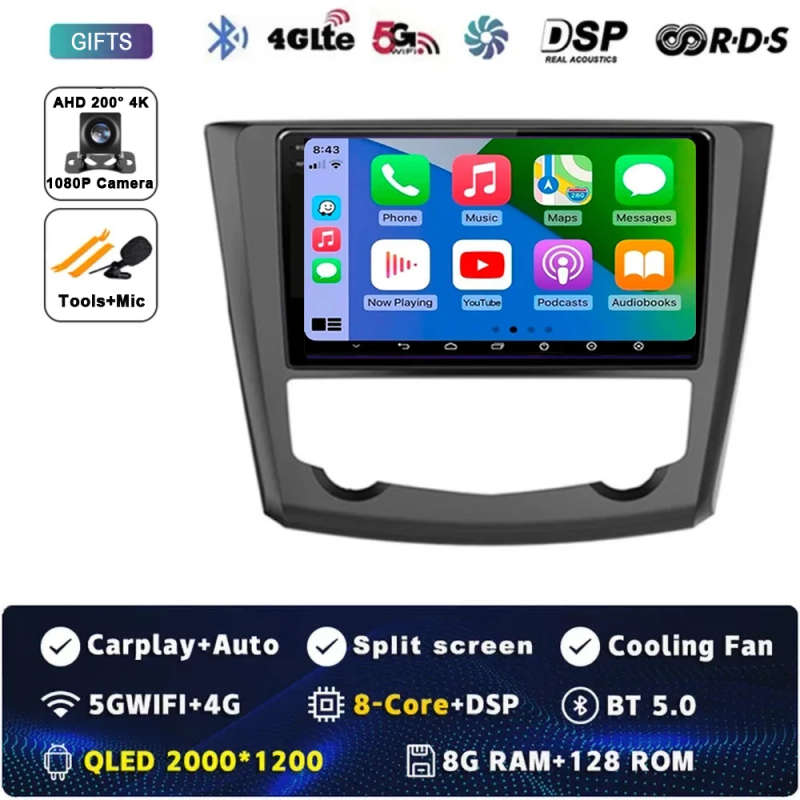Android 14 Carplay Car Radio For Renault Kadjar 2015 - 2019 Navigation Multimedia Player Stereo W...