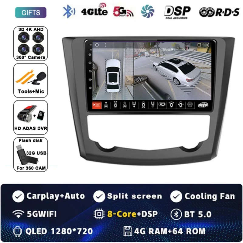 Android 14 Carplay Car Radio For Renault Kadjar 2015 - 2019 Navigation Multimedia Player Stereo W...