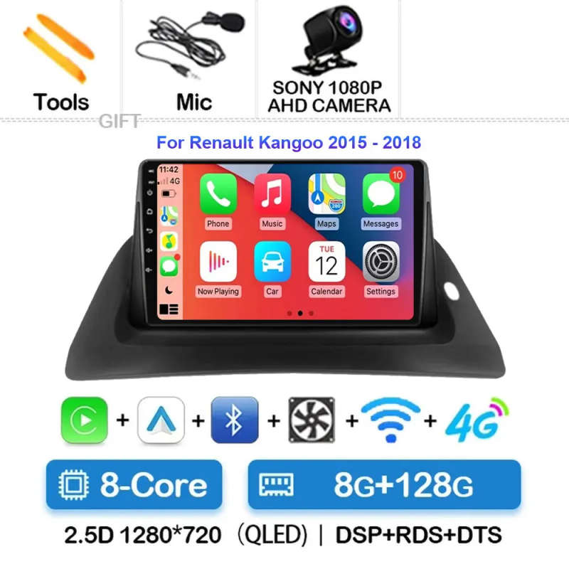 Android 14 Carplay Car Radio For Renault Kangoo 2008 - 2018 Navigation Multimedia GPS Player Ster...