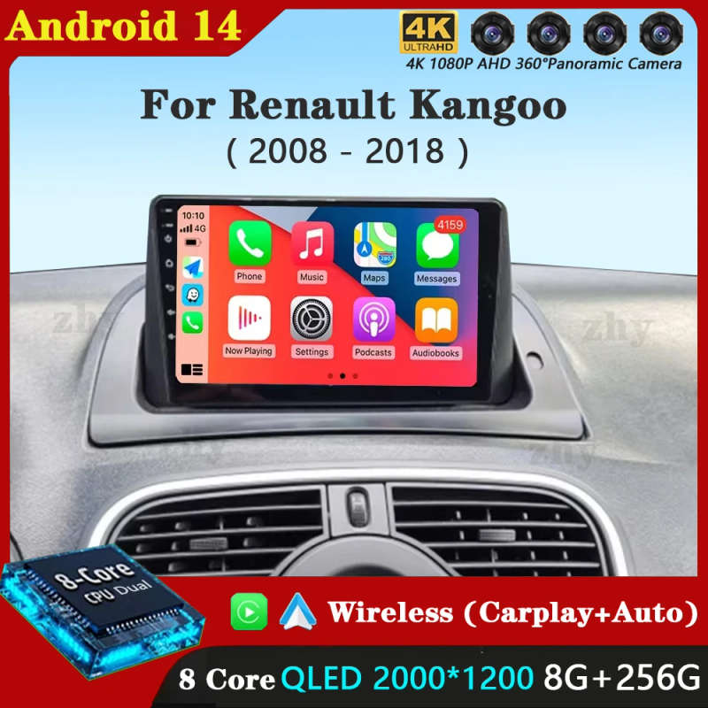 Android 14 Carplay Car Radio For Renault Kangoo 2008 - 2018 Navigation Multimedia GPS Player Ster...