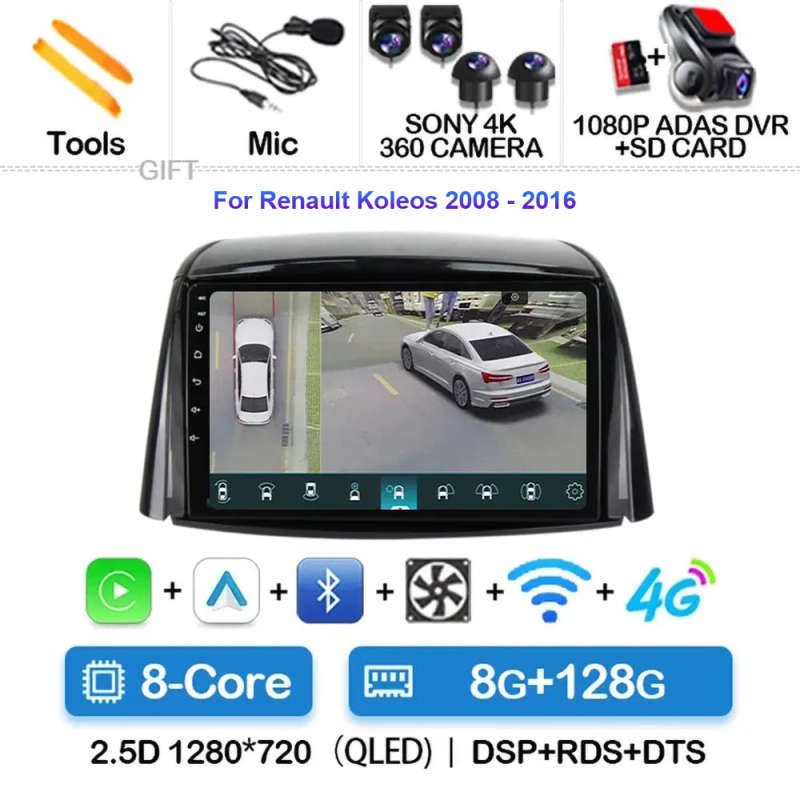 Android 14 Carplay Car Radio For Renault Koleos 2008 - 2016 Navigation Multimedia Player Stereo W...