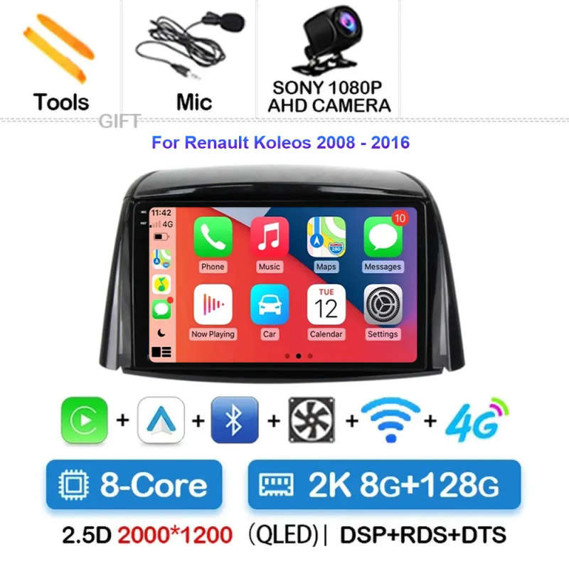 Android 14 Carplay Car Radio For Renault Koleos 2008 - 2016 Navigation Multimedia Player Stereo W...