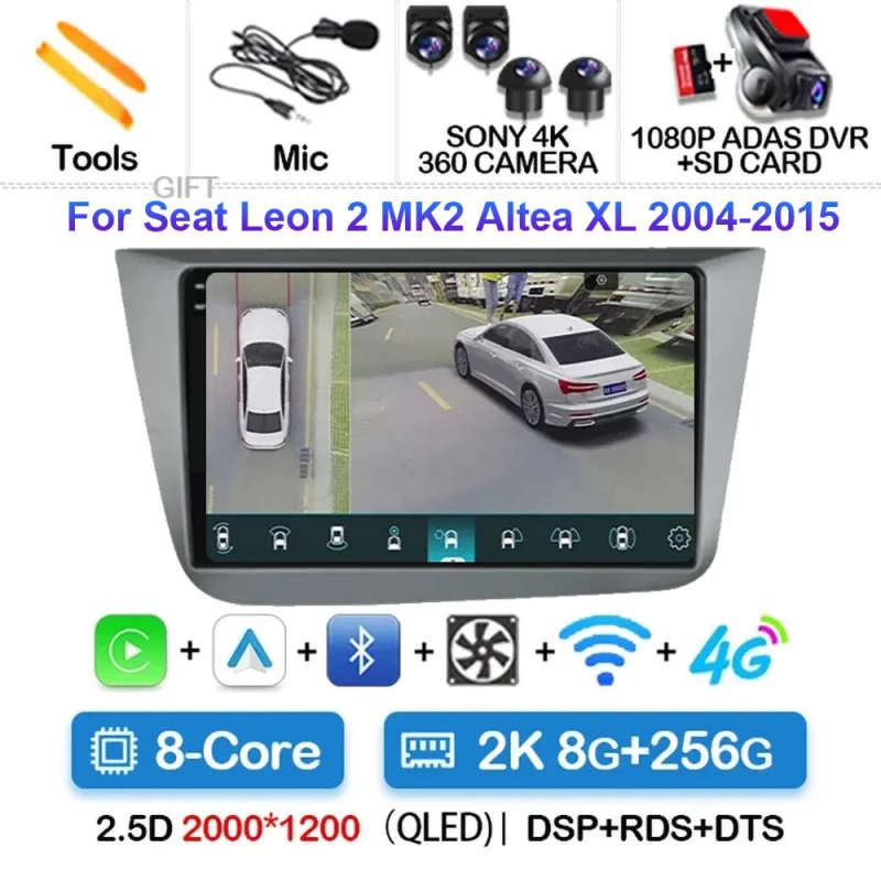 Android 14 Carplay Car Radio For Seat Leon 2 MK2 2004 2006 2007 - 2015 Navigation GPS Multimedia ...