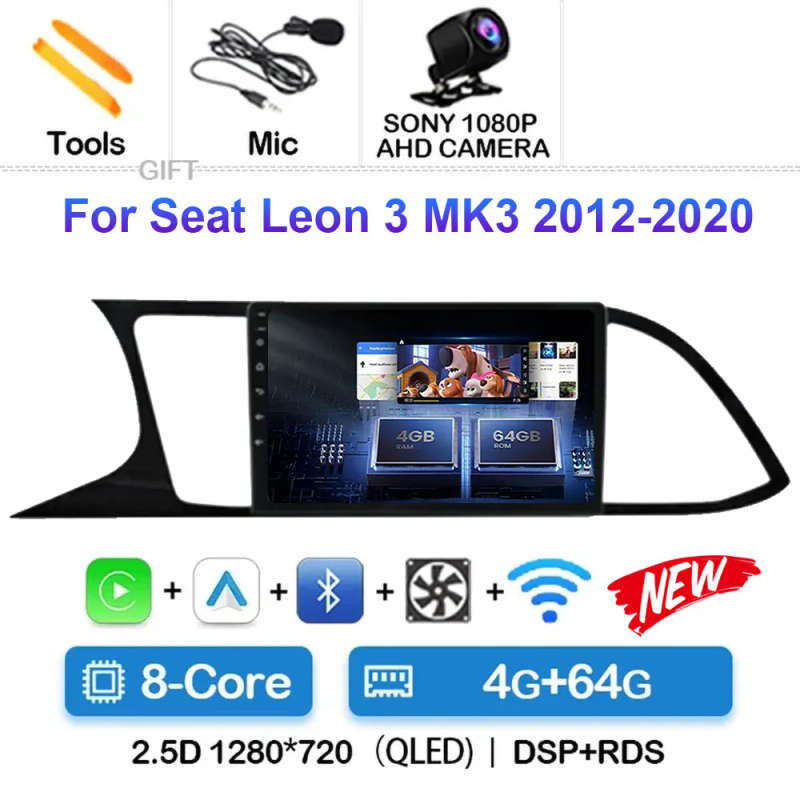 Android 14 Carplay Car Radio For Seat Leon 3 2012 2013 2014 2015 - 2020 Navigation GPS Multimedia...
