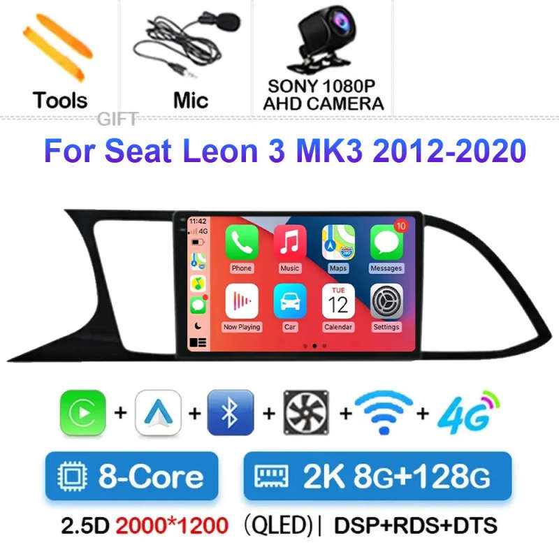 Android 14 Carplay Car Radio For Seat Leon 3 2012 2013 2014 2015 - 2020 Navigation GPS Multimedia...