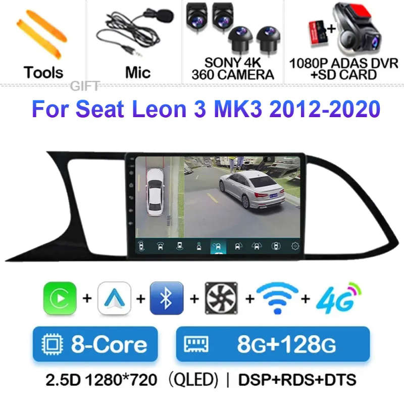 Android 14 Carplay Car Radio For Seat Leon 3 2012 2013 2014 2015 - 2020 Navigation GPS Multimedia...