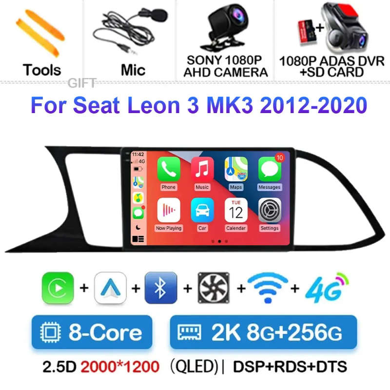 Android 14 Carplay Car Radio For Seat Leon 3 2012 2013 2014 2015 - 2020 Navigation GPS Multimedia...