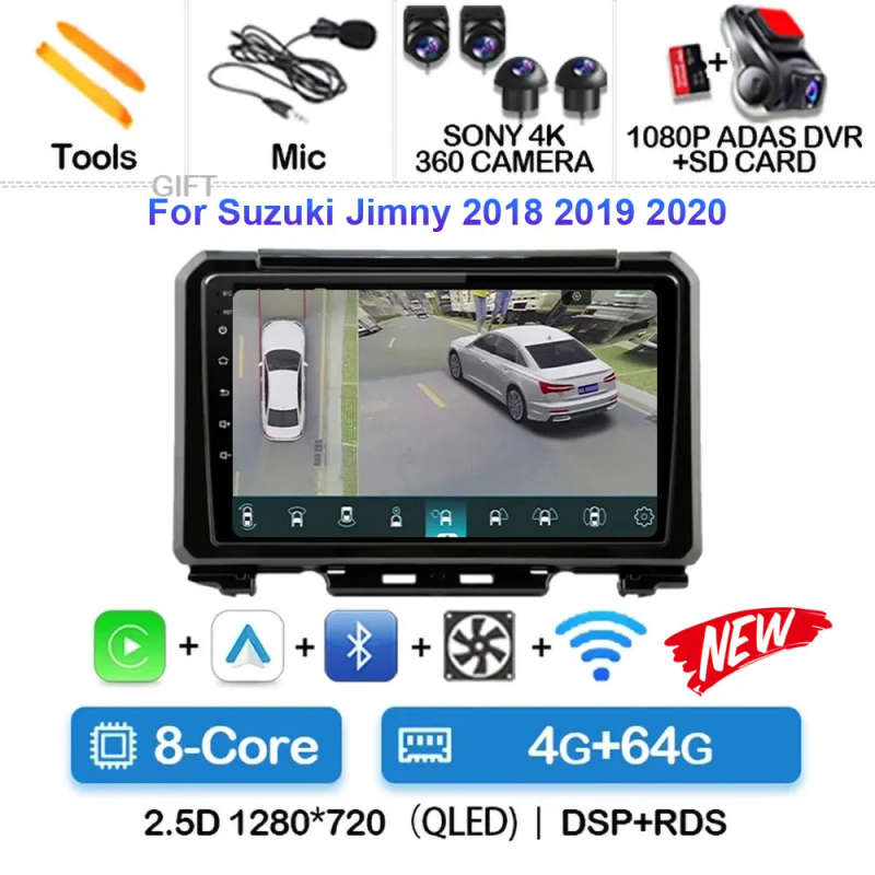 Android 14 Carplay Car Radio For Suzuki Jimny 2018 2019 2020 Navigation GPS Multimedia Player ste...