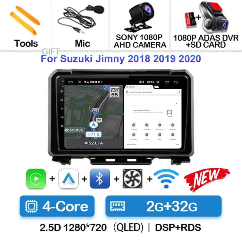 Android 14 Carplay Car Radio For Suzuki Jimny 2018 2019 2020 Navigation GPS Multimedia Player ste...