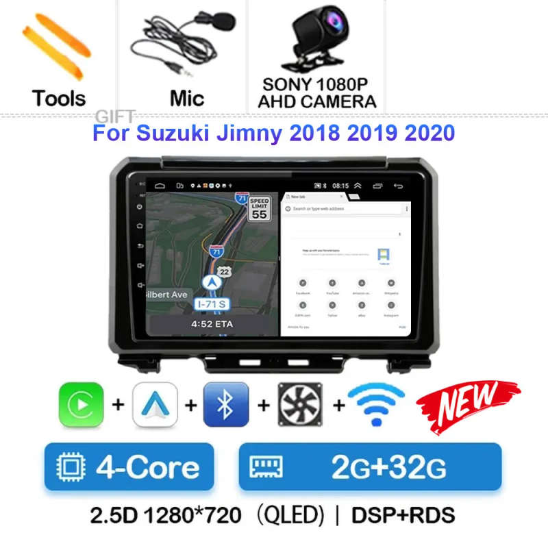 Android 14 Carplay Car Radio For Suzuki Jimny 2018 2019 2020 Navigation GPS Multimedia Player ste...