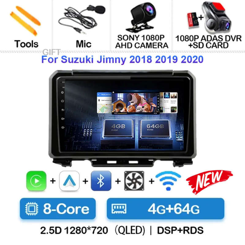 Android 14 Carplay Car Radio For Suzuki Jimny 2018 2019 2020 Navigation GPS Multimedia Player ste...
