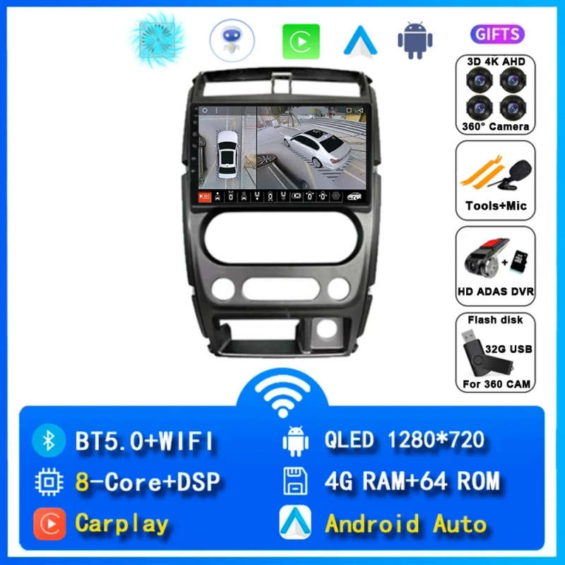 Android 14 Carplay Car Radio For Suzuki Jimny 3 2005 - 2019 Navigation GPS Multimedia Player Ster...