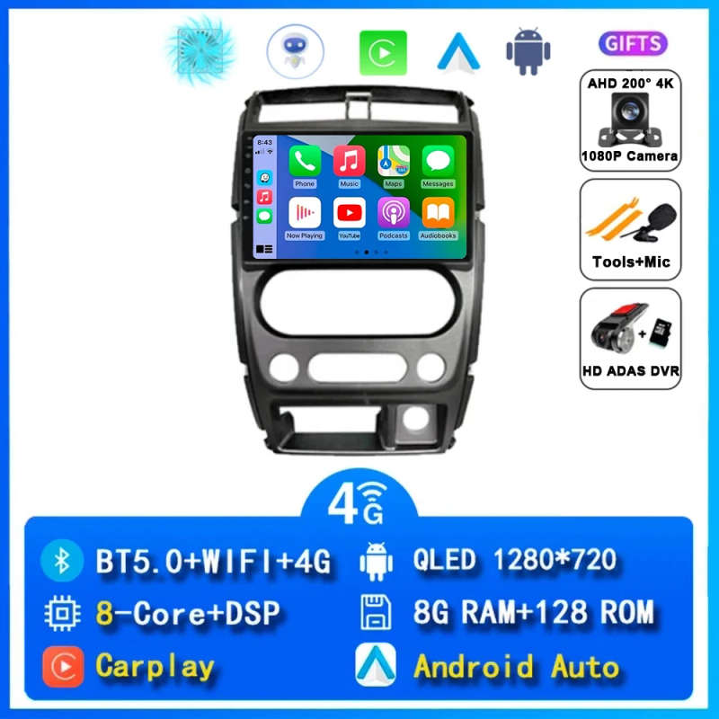 Android 14 Carplay Car Radio For Suzuki Jimny 3 2005 - 2019 Navigation GPS Multimedia Player Ster...