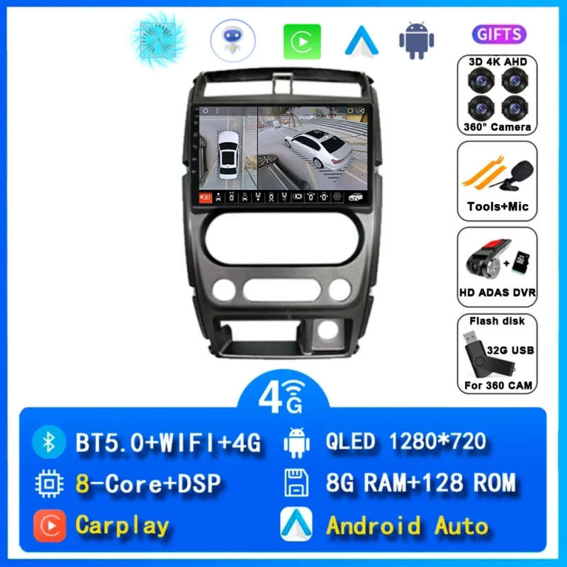 Android 14 Carplay Car Radio For Suzuki Jimny 3 2005 - 2019 Navigation GPS Multimedia Player Ster...