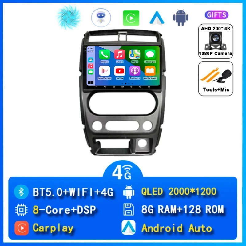 Android 14 Carplay Car Radio For Suzuki Jimny 3 2005 - 2019 Navigation GPS Multimedia Player Ster...