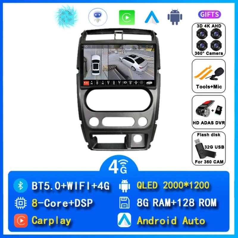 Android 14 Carplay Car Radio For Suzuki Jimny 3 2005 - 2019 Navigation GPS Multimedia Player Ster...