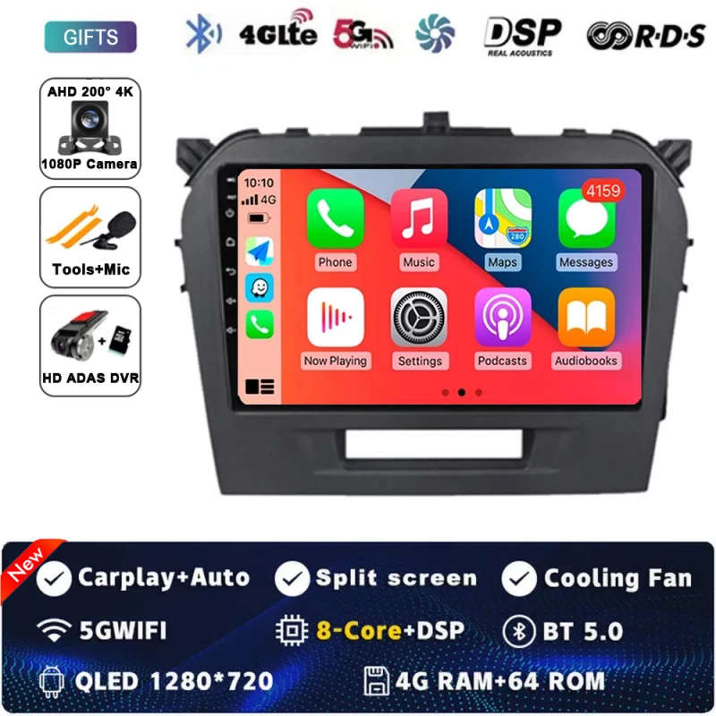 Android 14 Carplay Car Radio For Suzuki Vitara 2014 - 2019 Navigation GPS Multimedia Player stere...