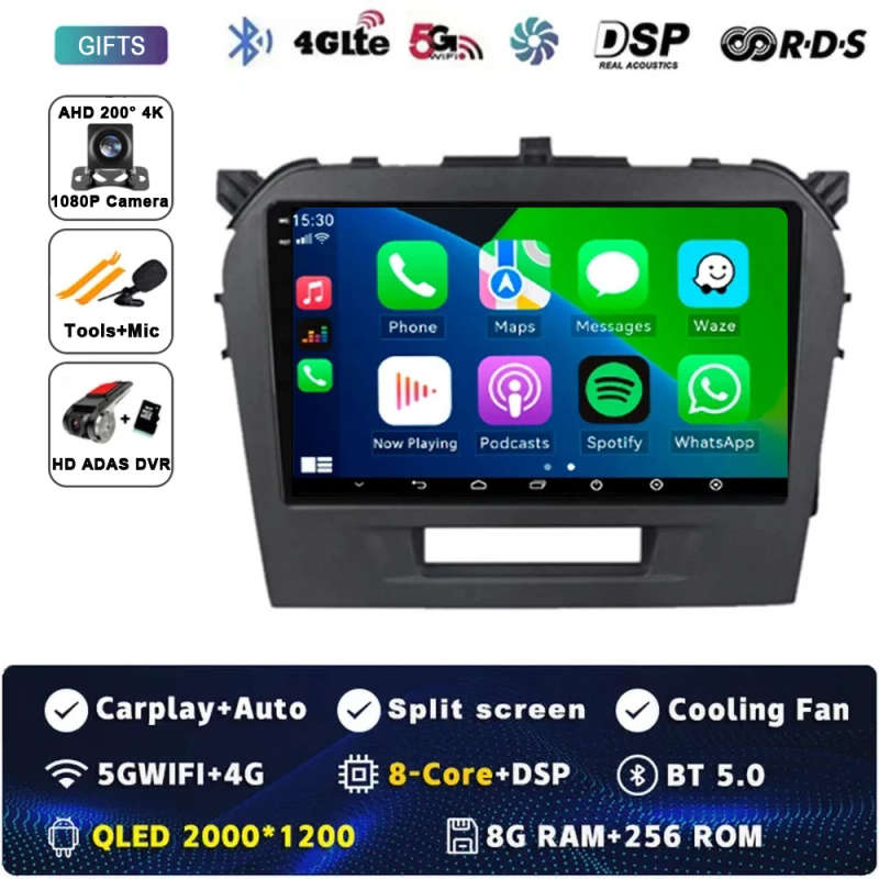 Android 14 Carplay Car Radio For Suzuki Vitara 2014 - 2019 Navigation GPS Multimedia Player stere...