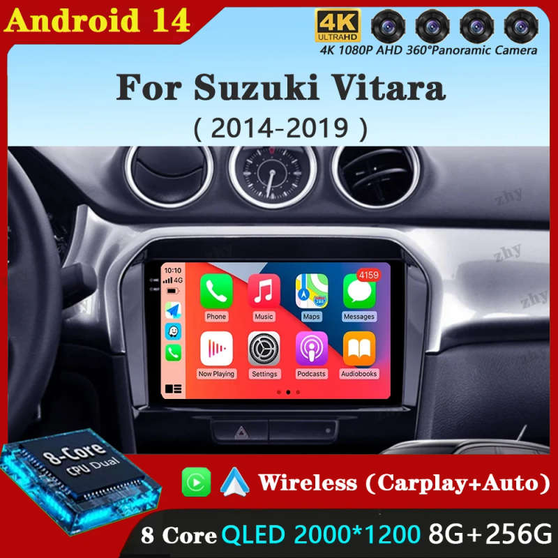 Android 14 Carplay Car Radio For Suzuki Vitara 2014 - 2019 Navigation GPS Multimedia Player stere...