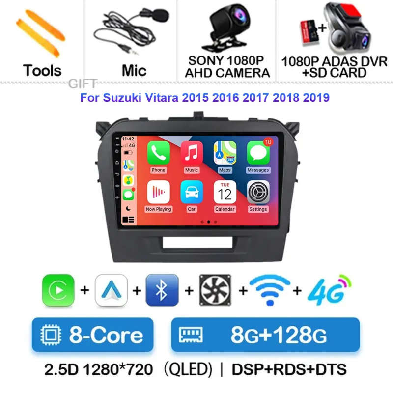 Android 14 Carplay Car Radio For Suzuki Vitara 2015 - 2019 Navigation GPS Multimedia Player stere...