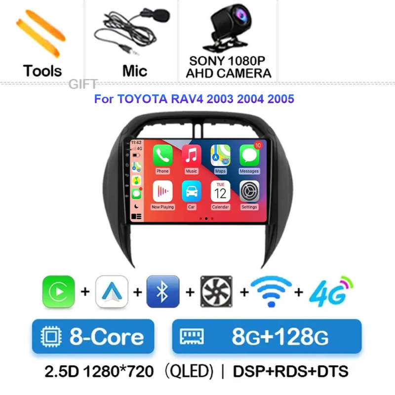 Android 14 Carplay Car Radio For TOYOTA RAV4 2003 2004 2005 Navigation Multimedia Player Stereo W...